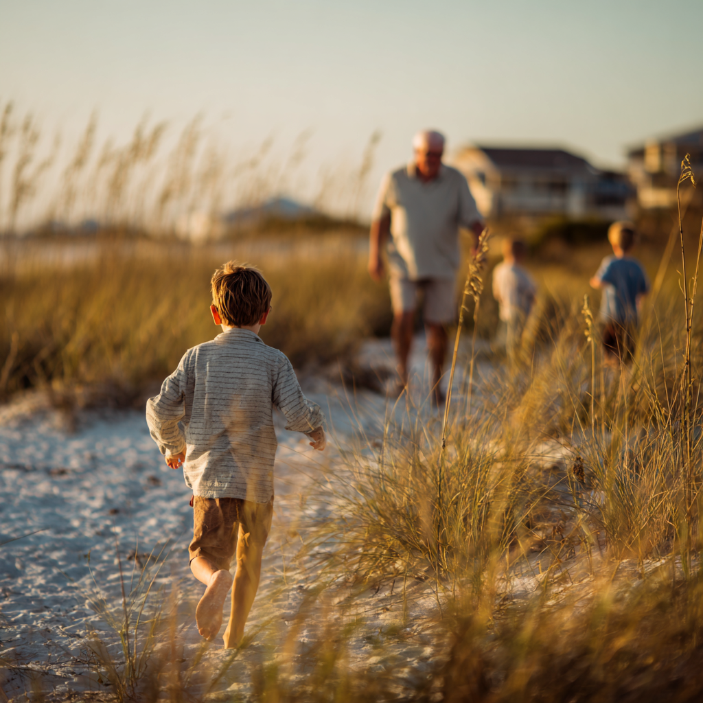 Multi-generational family playing together outside