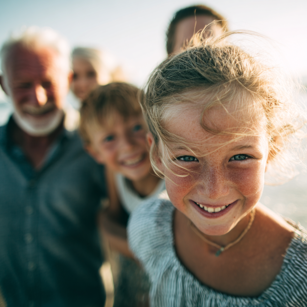 Multi-generational family spending time together outside